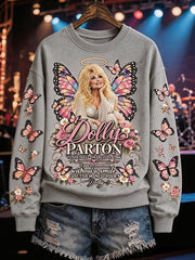 Women's Country Music Legend Tribute Print Casual Sweatshirt