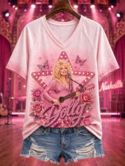 Women's Printed T‐shirt, Tribute to Country Music Legend Dolly Parton