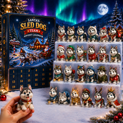 🎄🐕Christmas Gift For Kids – 24 Days Sled Dog Surprise Calendar With Cute Arctic Puppy Collection
