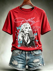 Women's Forever Our Queen of Country Print Short-Sleeve Top