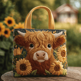 Sunshine Highland Cow Quilted Tote Bag