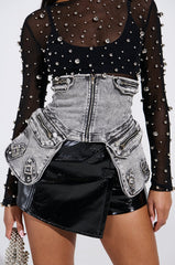 MAEVE EMBELLISHED STRETCH DENIM BELT