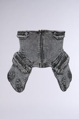 MAEVE EMBELLISHED STRETCH DENIM BELT