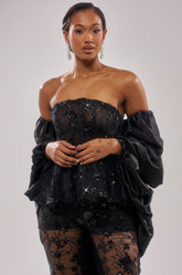 MORE THAN ENOUGH SATIN SHRUG IN BLACK