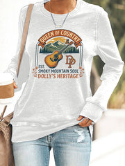 Retro Queen Of Country Est. Smoky Mountain Soul Dolly's Heritage Print Sweatshirt