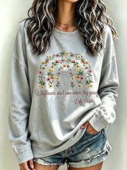 Women's Wildflowers Don'T Care Where They Grow — Dolly Parton Print T-Shirt