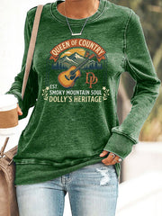 Retro Queen Of Country Est. Smoky Mountain Soul Dolly's Heritage Print Sweatshirt