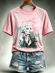 Women's Forever Our Queen of Country Print Short-Sleeve Top