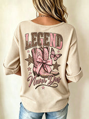Women's Country Music Legend Tribute Print V Neck Top