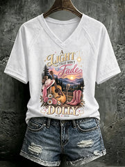 V Neck Retro Great Smoky Mountains A Light That Won't Fade Print T-Shirt