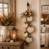 5-Pumpkin Rustic White Hanging Swag – Fall Door & Wall Decor