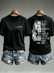 Women's Vintage Signature Graphic Memorial Print T-Shirt