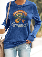 Retro Queen Of Country Est. Smoky Mountain Soul Dolly's Heritage Print Sweatshirt