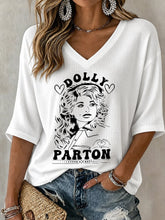 V-Neck Retro Dolly Print T-Shirt