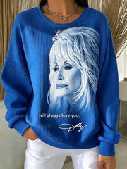 Women's Casual Print Long Sleeve Knit Top