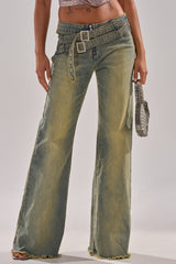 JUST LIKE THAT STRAIGHT-LEG DENIM WITH BUCKLE