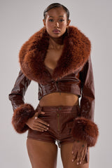 GISELE FUR TRIM MOTO IN PATENT