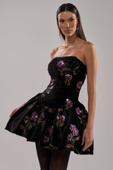 LATE NIGHT GARDEN PARTY VELVET MINI DRESS