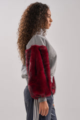 NEW EAST SIDE FAUX FUR SLEEVE SWEATSHIRT