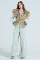 GET OUT OF MY WAY DENIM FUR JUMPSUIT