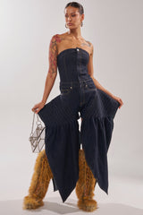 NO ONE LIKE ME DENIM ROMPER IN DARK BLUE DENIM
