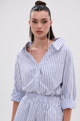 NOTHING BETTER STRIPE BUTTON DOWN WITH RHINESTONE