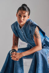 DONT PLAY WITH MY HEART DENIM BLOUSE