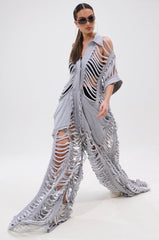 OVER IT DISTRESSED FRENCH TERRY JUMPSUIT