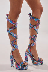 AKIRA GOLD MAGRITTE GRAFFITI STRAPPY CHUNKY SANDAL