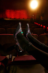 AZALEA WANG SPEEDYIE BLACK MULTI MESH AND MULTI COLORED RHINESTONES PUMP