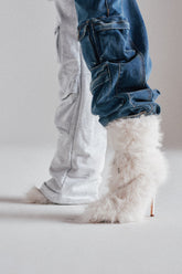AZALEA WANG VITYA IVORY FUR BOOTIE