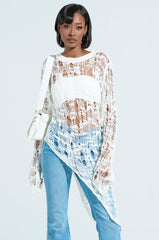 ASYMMETRICAL KNIT TOP IN IVORY