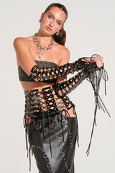 SO FEMME LACE UP SLEEVES