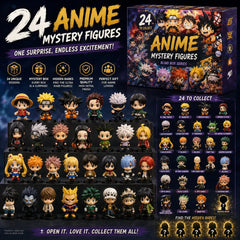 24 Anime Mystery Figures Blind Box Advent Calendar – Collectible Mini Rubber Figures (3–5cm) with Hidden Rare