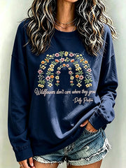 Women's Wildflowers Don'T Care Where They Grow — Dolly Parton Print T-Shirt