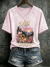 V Neck Retro Great Smoky Mountains A Light That Won't Fade Print T-Shirt