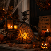 Vintage Lighted Witch Lantern Table Lamp