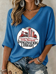 Women's Casual Printed Waffle Top