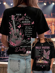 Women'S Country Cowgirl Dolly Commemorative Print T-Shirt