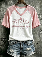 Women's Wildflowers Don'T Care Where They Grow — Dolly Parton Print T-Shirt