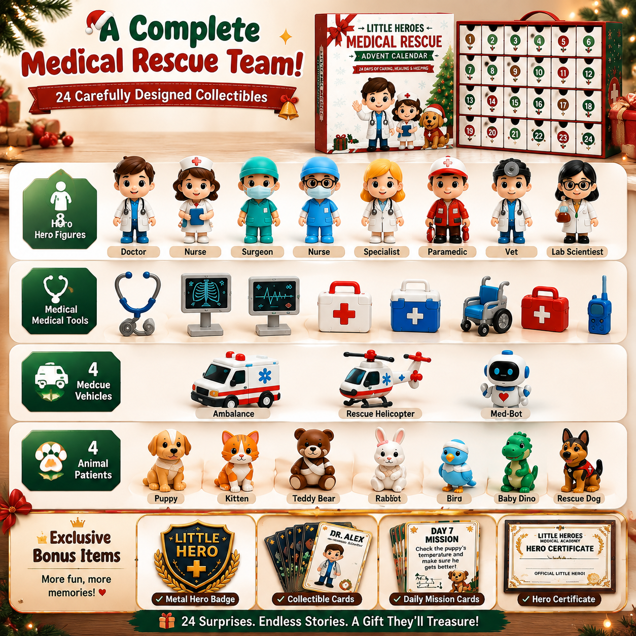 🩺🎄 Little Heroes Medical Rescue Advent Calendar – 24 Days of Doctor, Nurse & Rescue Adventures