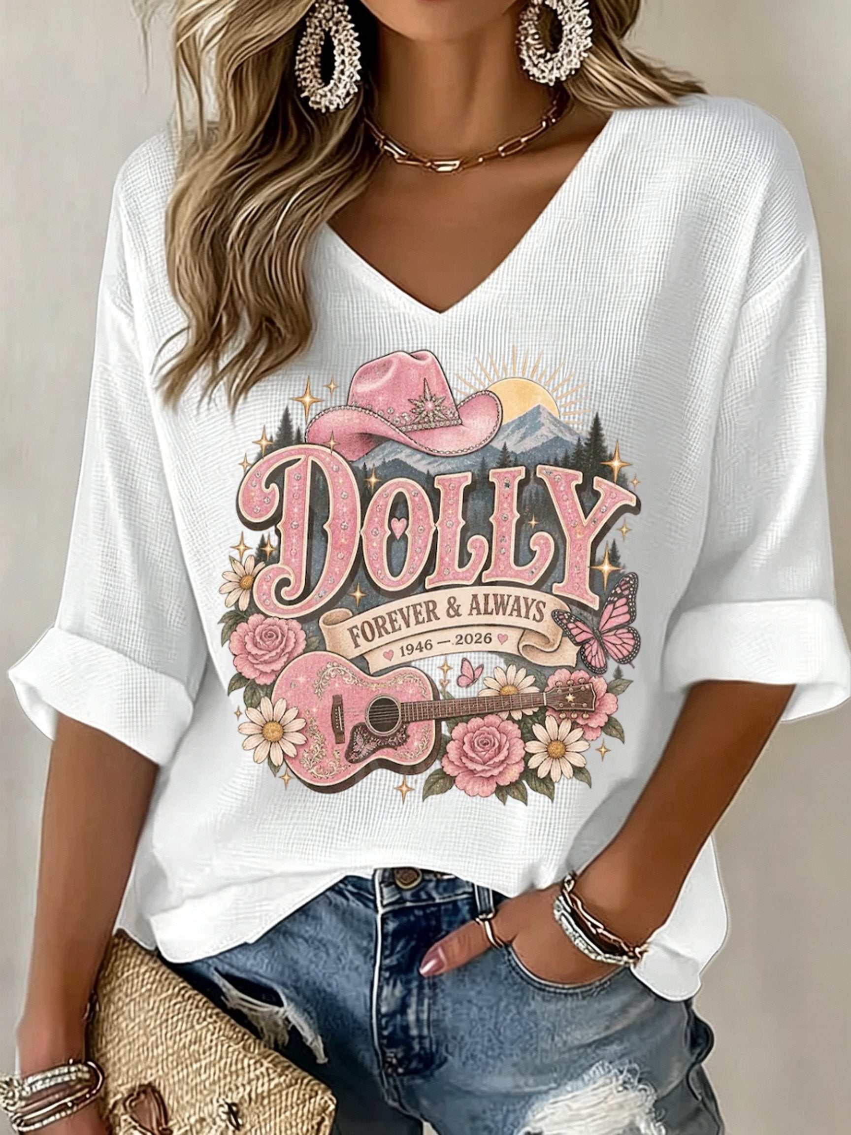 Women's Dolly Parton Memorial  Print T-shirt