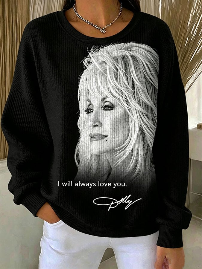 Women's Casual Print Long Sleeve Knit Top