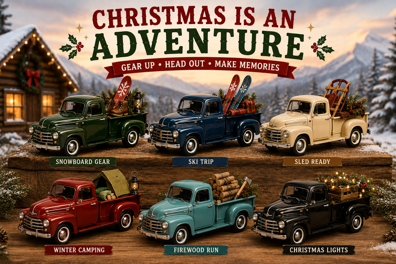 🎄 🛻Christmas Pickup Truck Advent Calendar – 24 Unique Holiday Trucks with Festive Surprises