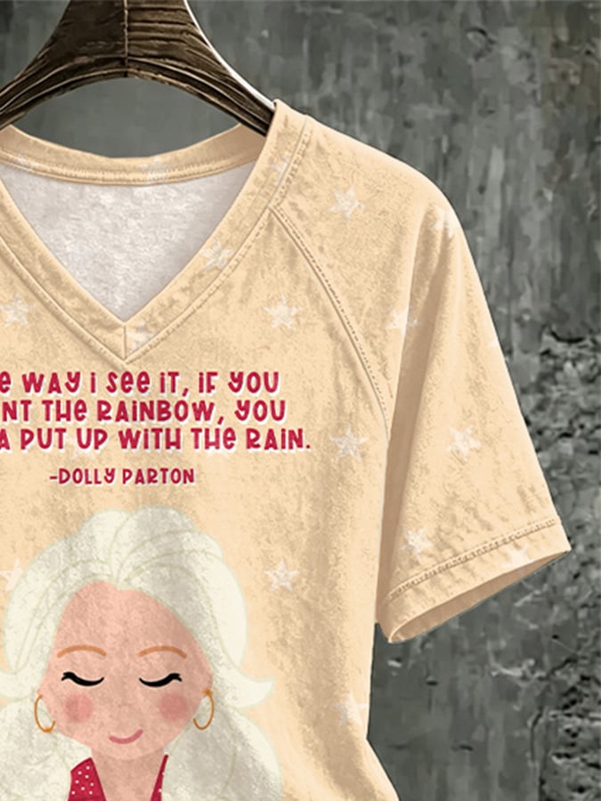 V Neck Retro The Way I See It, If You Want The Rainbow, You Gotta Put Up With The Rain Print T-Shirt