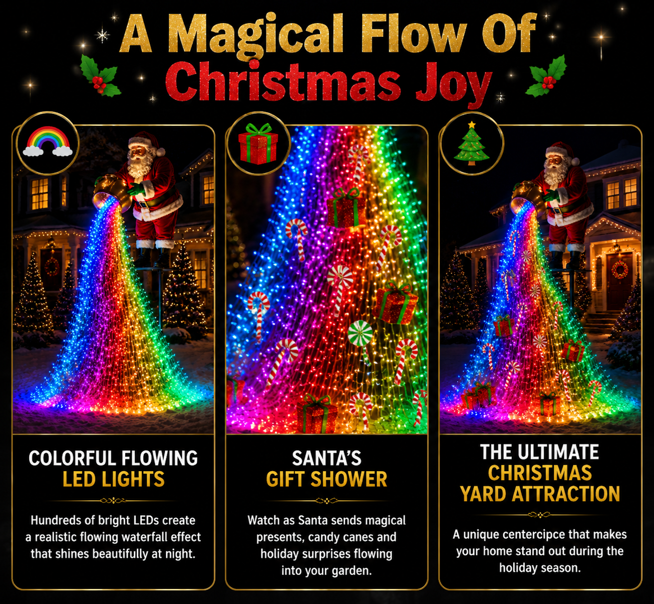 🎅 Santa’s Magical Sweet Treat | Solar Powered Flowing LED Christmas Garden Decoration