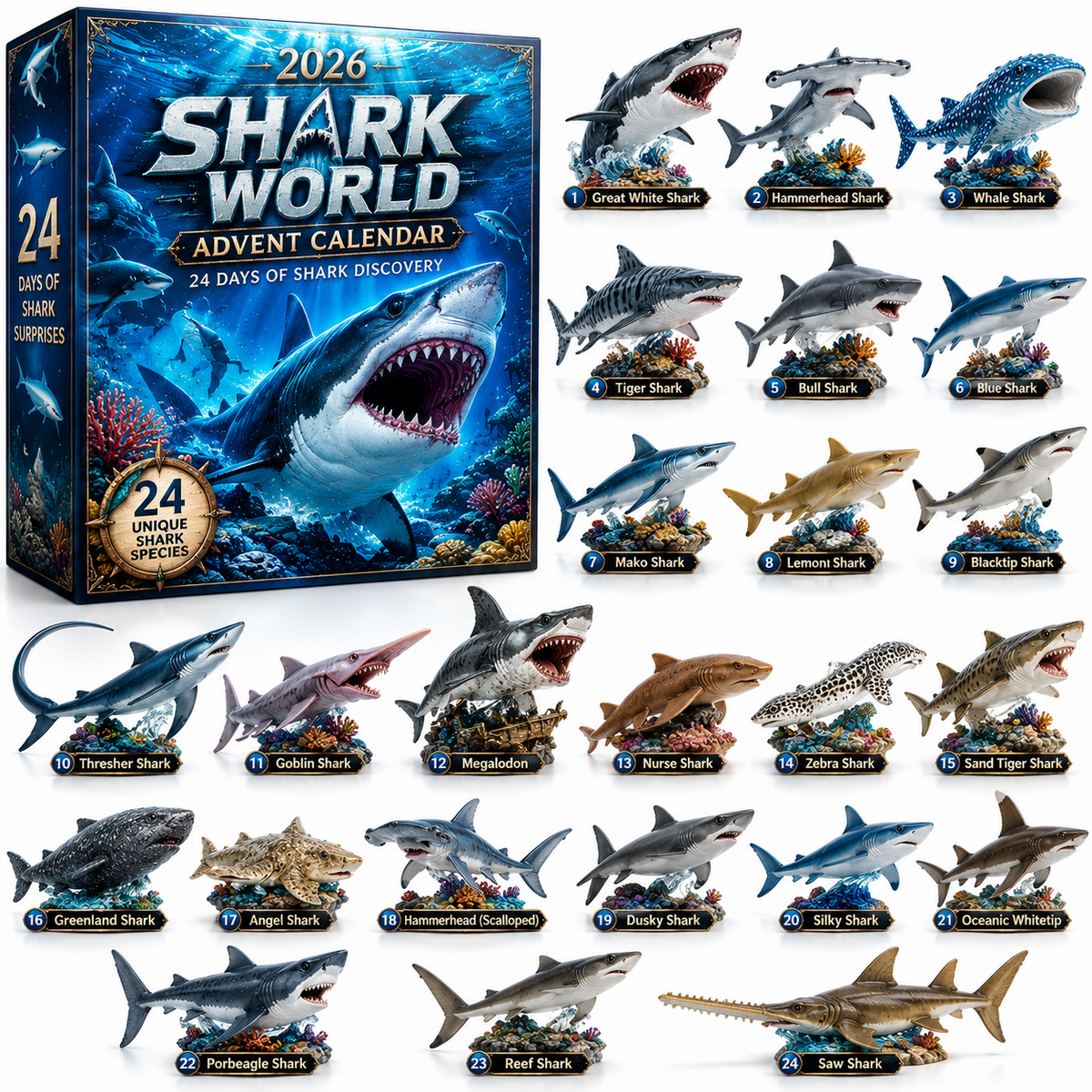 🔥50% Off Today Only-🦈 2026 Shark World Advent Calendar