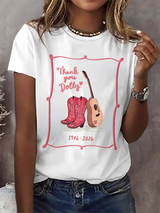 Retro Thank You Dolly Print T-Shirt