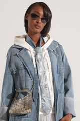 METAL MANIA METALLIC DENIM ZIPPER TIE
