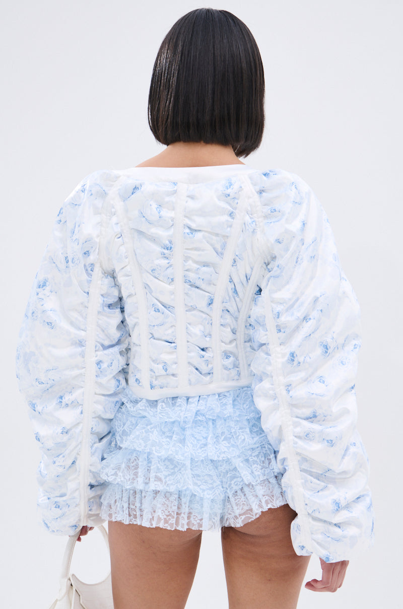 TALK TO ME NICE CORSETED JACKET IN WHITE